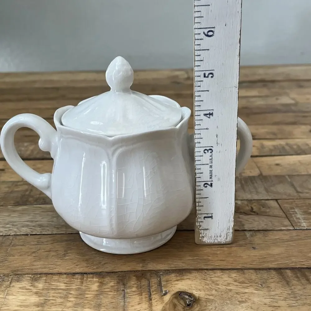 1970s Vintage Federalist Ironstone White Sugar Bowl 4238